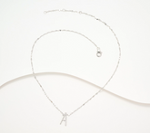 Diamonique Rhodium Plated Sterling Silver Necklace w/ Alphabet "A"